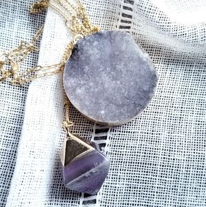 Druzy Stone Layered Necklace